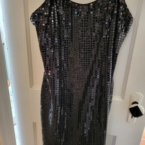 Women's t-strap black sequin evening dress. Size 9/10. Worn once.